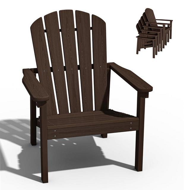 nevilywood Stackable Adirondack Chair, HDPE Outdoor Patio Chair - Durable and Space Saving, Suitable for Porches, Lawns or Garden, Coffee