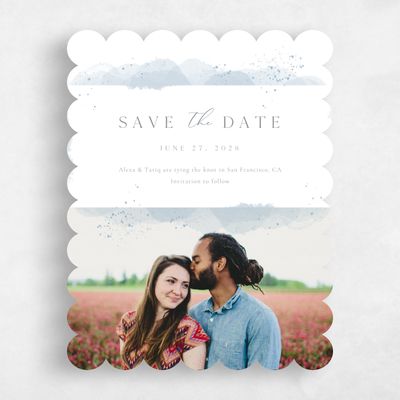 Blue Scalloped Wedding Save the Date - Zortas Photo