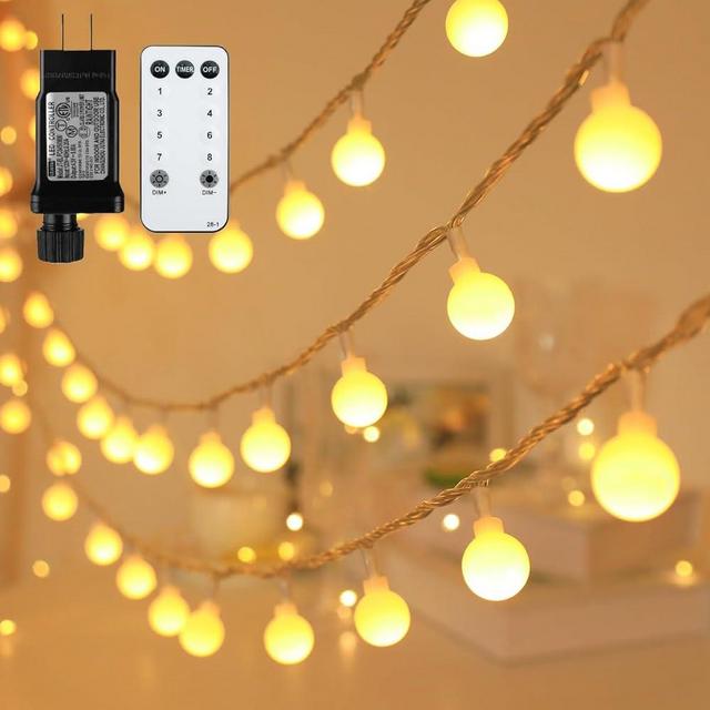 RaThun Globe String Lights Plug in 116 Ft. 200 LED 8 Modes with Remote,Waterproof Fairy String Lights for Indoor Outdoor Bedroom Party Wedding Garden Christmas Tree Decor,Warm White