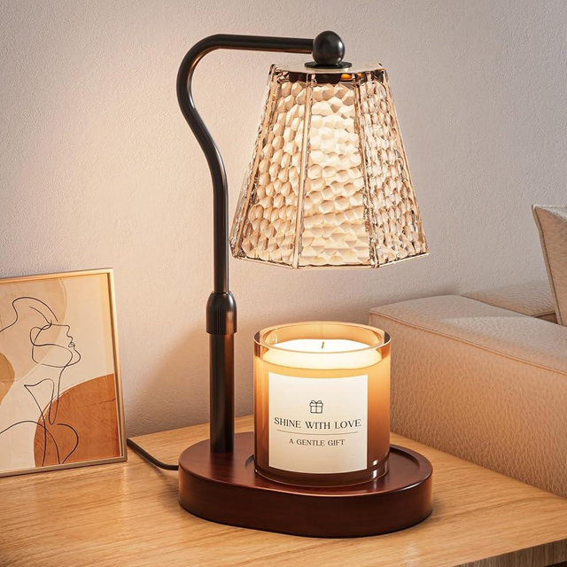 Candle Warmer Lamp with Timer Dimmable, Height Adjustable Wax Melt Warmer for Home Decor & New Home Bedroom, Vintage Candle Lamp for Scented Wax Jar Candles with 2 Bulbs,Birthday Gift for Women & Moms