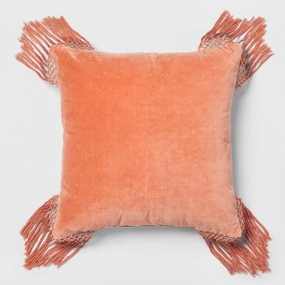Coral Velvet Fringe Euro Pillow - Opalhouse™