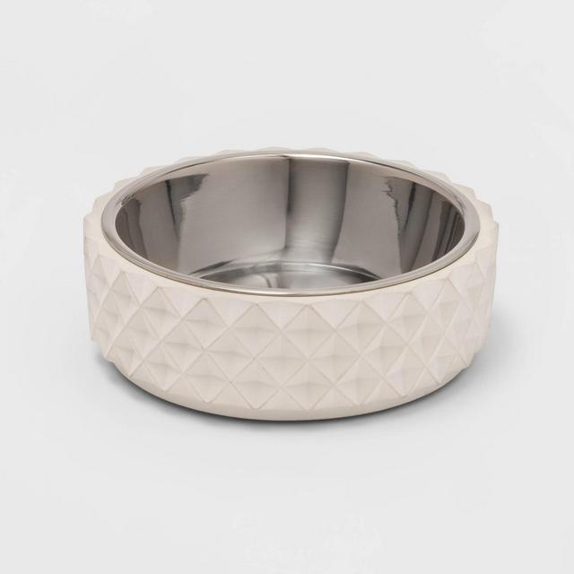 Concrete Base With Stainless Steel Dog & Cat Bowl - 2cup - Boots & Barkley™