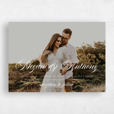 White Landscape Wedding Invitation - Jessenia Photo