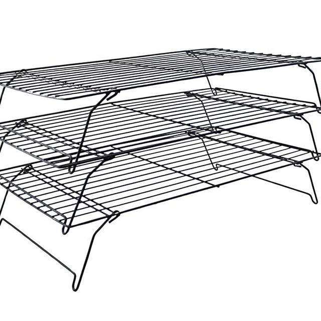 Dependable Industries 3-Tier Stackable Metal Cooling Rack - Non-Stick & BPA-Free - Heat-Resistant, Food-Safe Design for Baked Goods: Cookies, Muffins, Cakes, Breads, and Biscuits