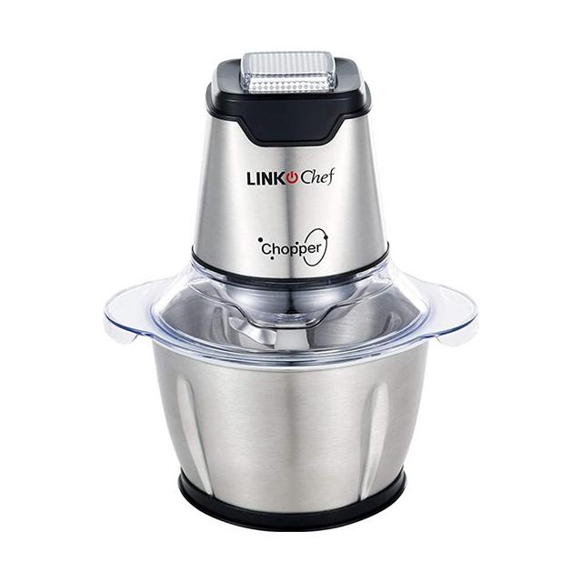 Mini Food Chopper LINKChef Food Processor Onion Vegetable Garlic Chopper Electric 4 bi-level blades 1.2L Robust Stainless Steel Bowl with 500ml Food Capacity Silver/ Black(FC-5125)- 3 Year Warranty (Silver and black)