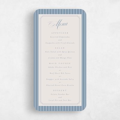 Blue Rounded Wedding Menu - Loren