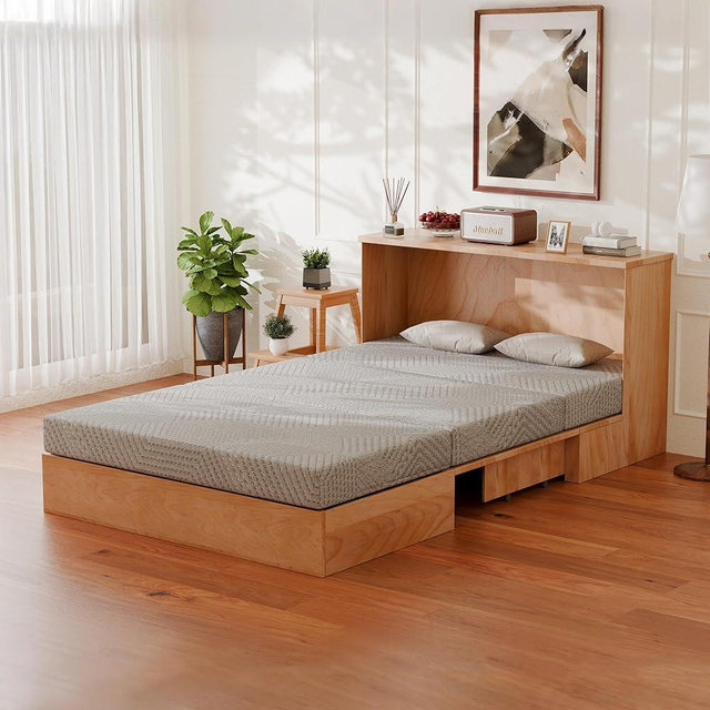 MLILY Tri-Fold Memory Foam Mattress, 6 inch Twin Folding Mattress with Collapsible and Washable Cover, Travel and Guest Mat, 78"×38"×6", Grey