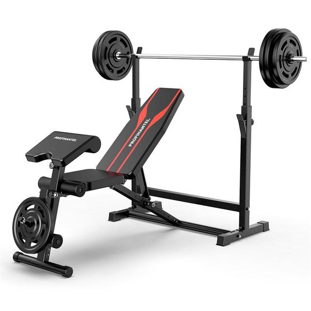 Adjustable Weight Bench, Olympic Workout Bench, Bench Press Set with Squat Rack and Bench, Leg Exercises Preacher Curl Rack, Home Exercise Equipment