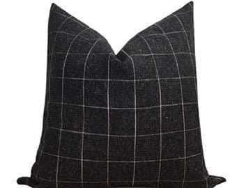 by Unbranded Dark Gray Pillow Cover/Grey Throw Pillow Cover/Windowpane Pillow Cover/Plaid Pillow Cover/Modern Farmhouse Pillow Covers