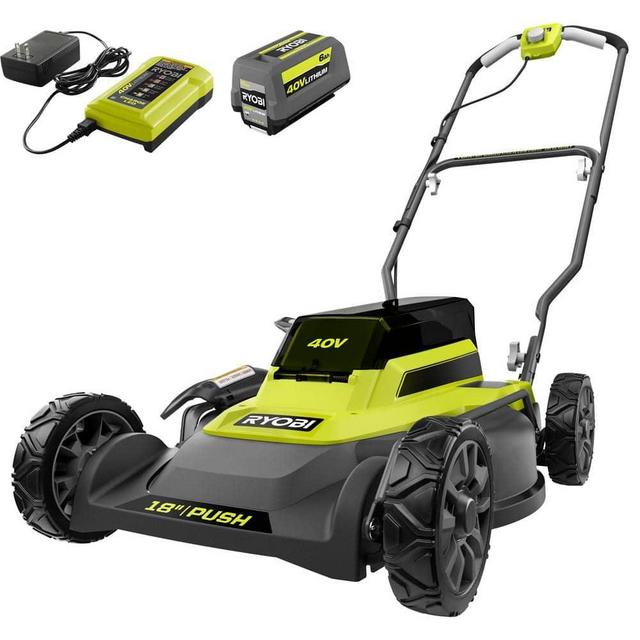 40-Volt 18 in. 2-in-1 Cordless Battery Walk Behind Push Lawn Mower with 6.0 Ah Battery and Charger