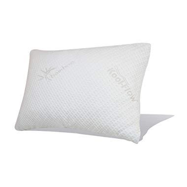 Snuggle-Pedic Original USA Made Ultra-Luxury Bamboo Shredded Memory Foam Pillow Combination – Kool-Flow Breathable Best Cooling Hypoallergenic Bed Pillow Outer Fabric Covering – (Queen Size)
