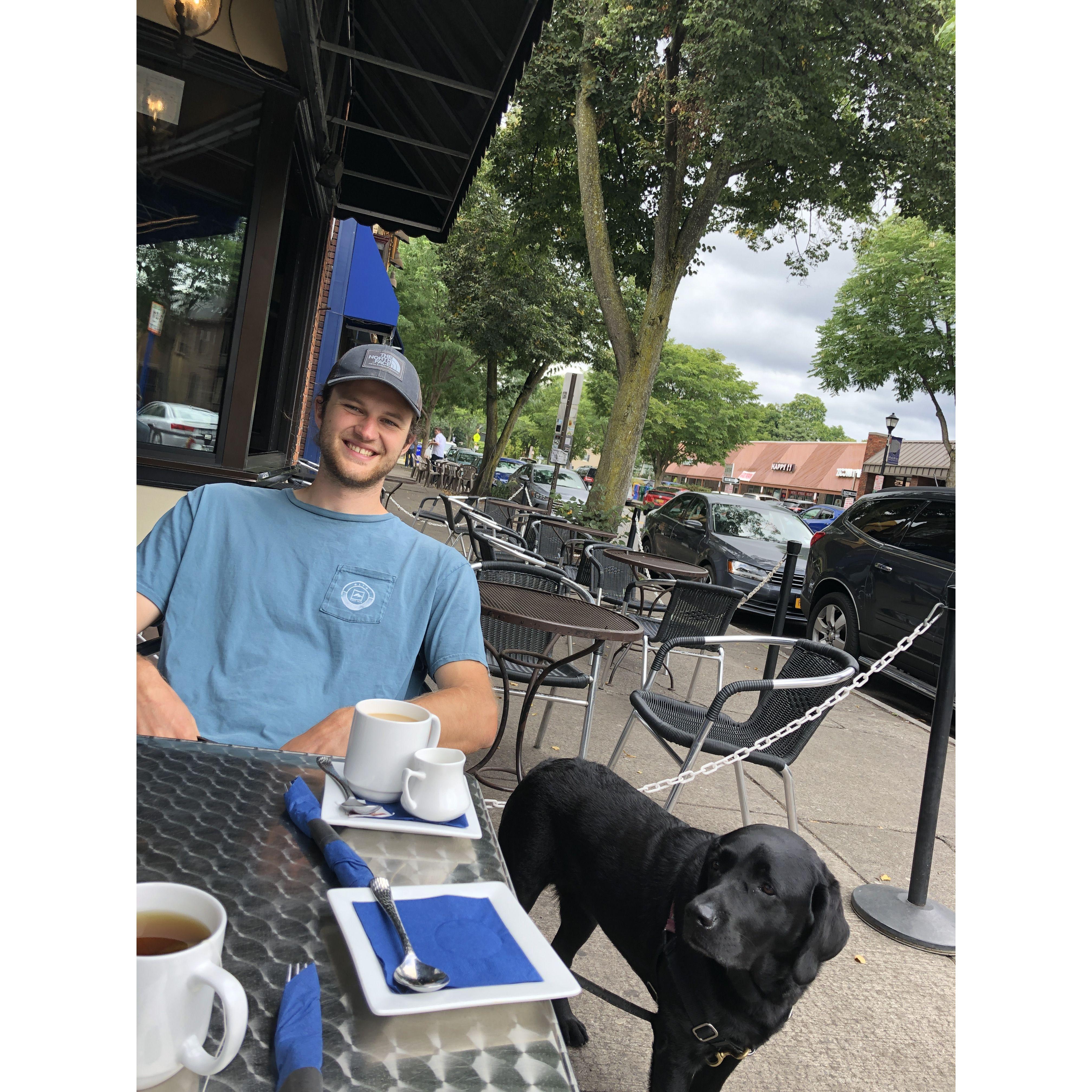 Our first breakfast after Quinn moved to Rochester, NY while Sage attended nursing school for the nest year. Winnie was psyched to have a stay at home dog dad.