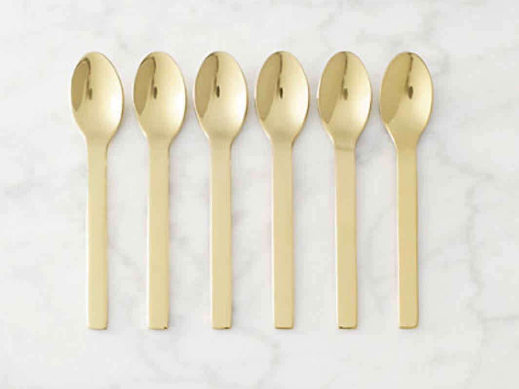 Set of 6 Mini Gold Cocktail Spoons