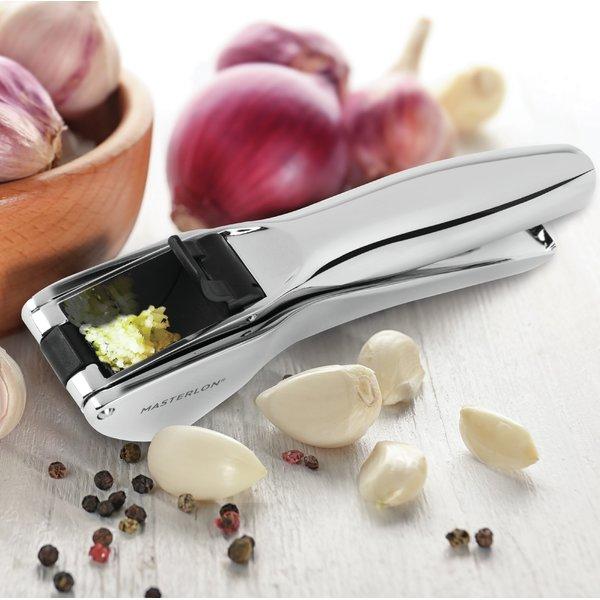 MasterPan Zinc Alloy Garlic Press with Easy Flip Lever