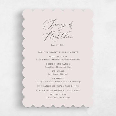 Beige Scalloped Wedding Program - Niligan