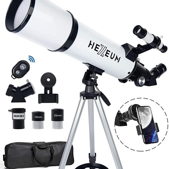 Telescope 80mm Aperture 600mm - Astronomical Portable Refracting Telescope Fully Multi-coated High Transmission Coatings AZ Mount with Tripod Phone Adapter, Wireless Control, Carrying Bag. Easy Set Up