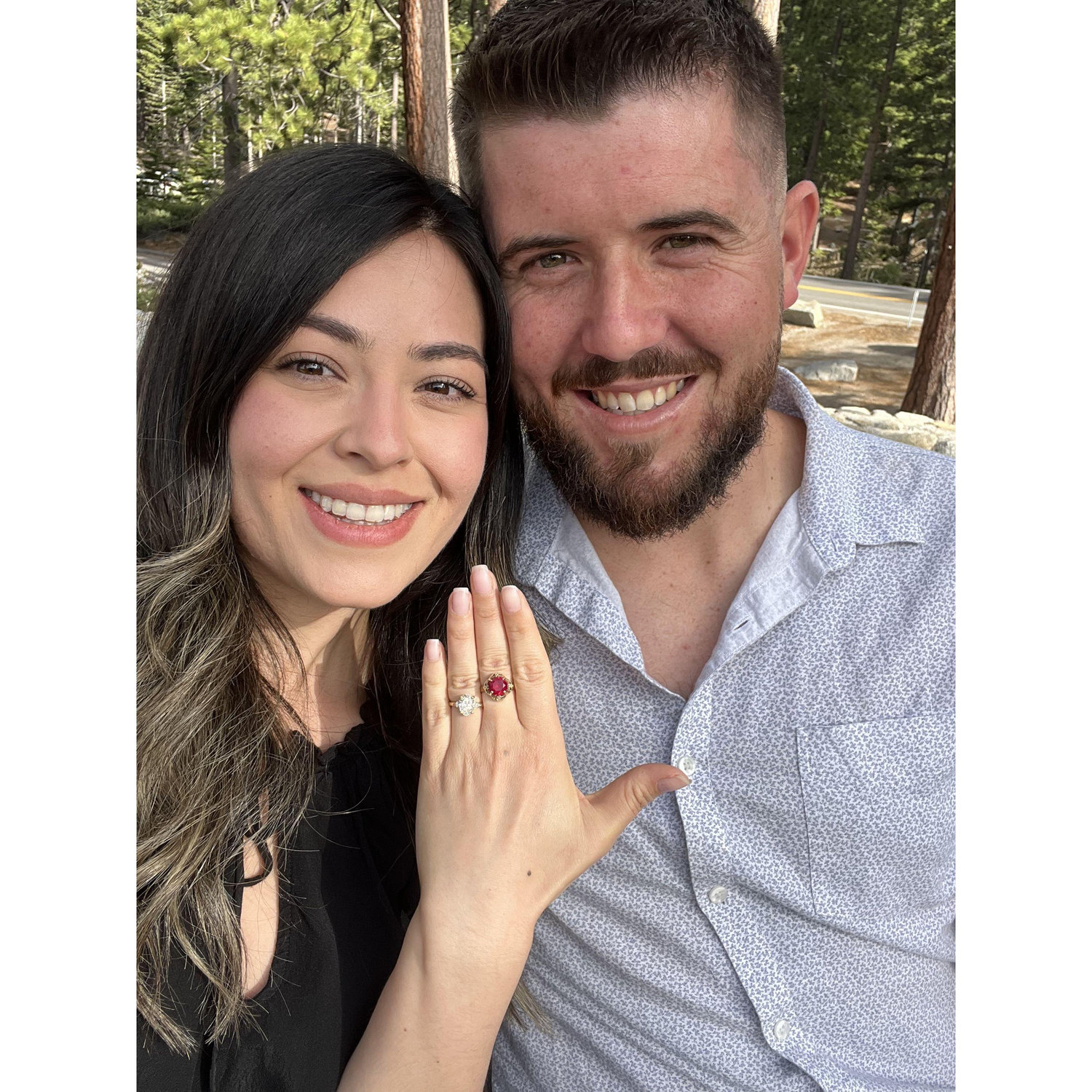 We got engaged in Lake Tahoe.