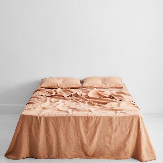 Terracotta 100% Flax Linen Flat Sheet