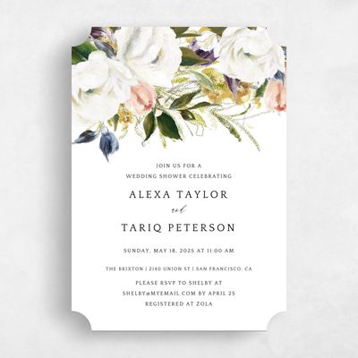 White Ticket Wedding Wedding Shower Invitation - Octavia Portrait
