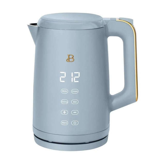 Beautiful Electric Kettle by Drew Barrymore - 1.7L, 1500W, One-Touch Activation, Programmable Temperature Control, Stainless Steel Interior, Keep Warm Function (Cornflower Blue)