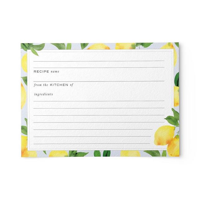 50 Dashleigh Modern Lemon and Blue Recipe Cards, Double Sided