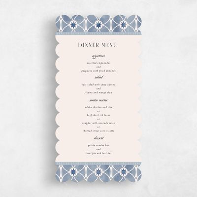 Blue Scalloped Wedding Menu - Anafi