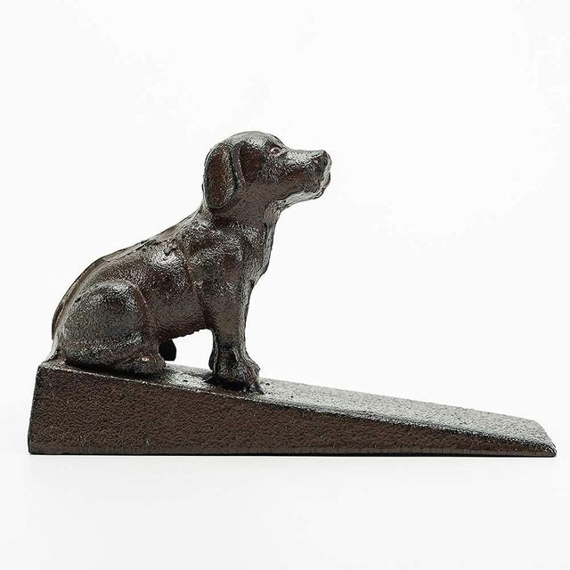 Sungmor Heavy Duty Cast Iron Dog Door Stops | Decorative Cute Animal Statue Metal Door Stopper Wedge with Non-Slip Mat | Solid & Antique Style Windproof Door Holder for Patio Yard Garden Farmhouse