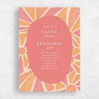 Pink Wedding Invitation - Barcelona Portrait