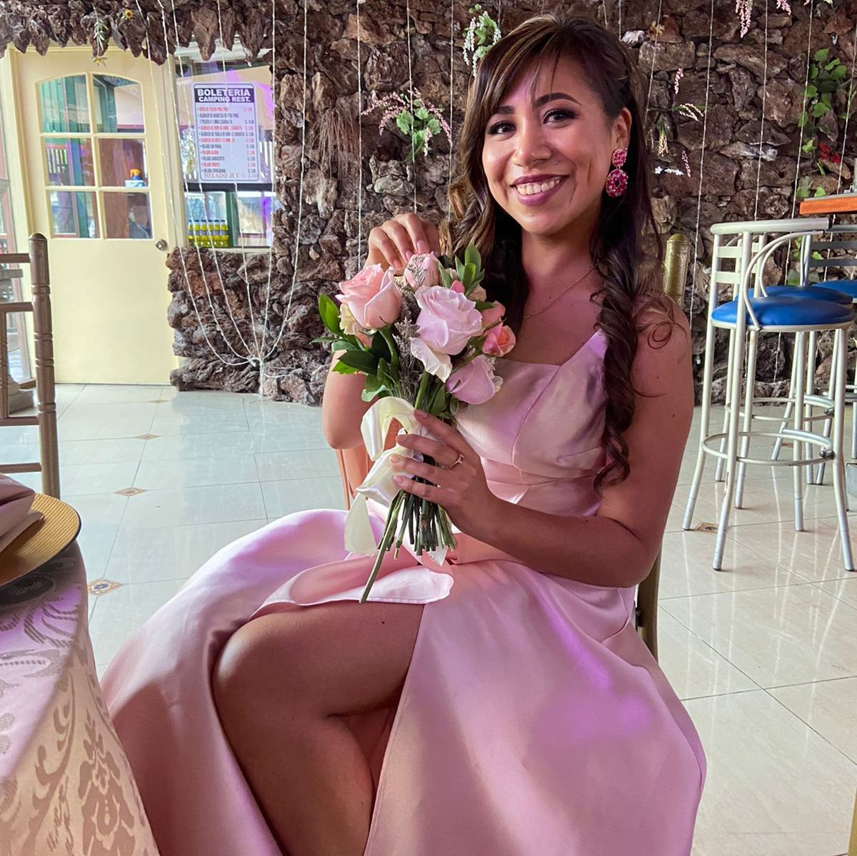 Yos was the lucky girl who caught the boque at her cousin's wedding... it's funny how things work out.