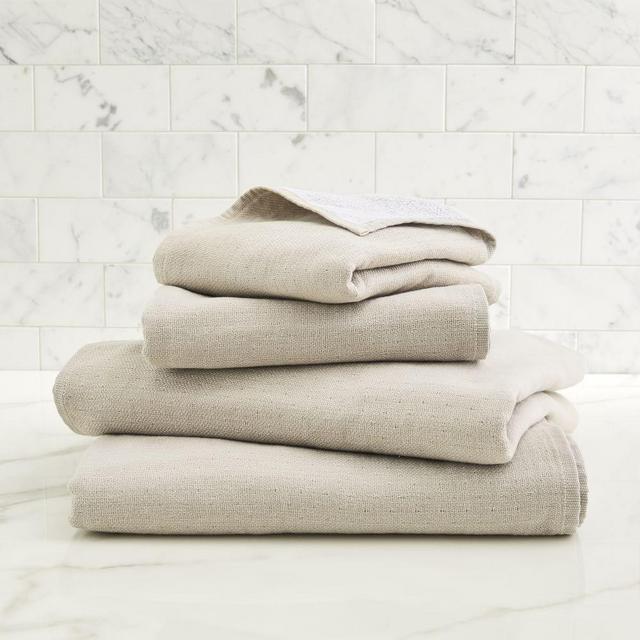 Organic Woven Towel Set, Sand, Set of 4