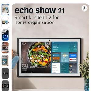Amazon Echo Show 21 (newest model), Full HD 21" kitchen hub for home organization, with built-in Fire TV, Designed for Alexa+
