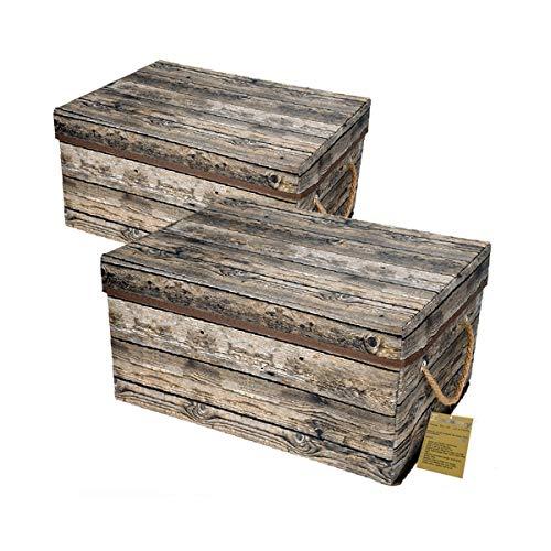 Livememory Storage Bins Stackable Storage Boxes with Lid and Handles for Office, Bedroom, Closet, Toys. Wooden Look (2 Pack)