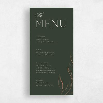 Deep Forest, Green Wedding Menu - Finch