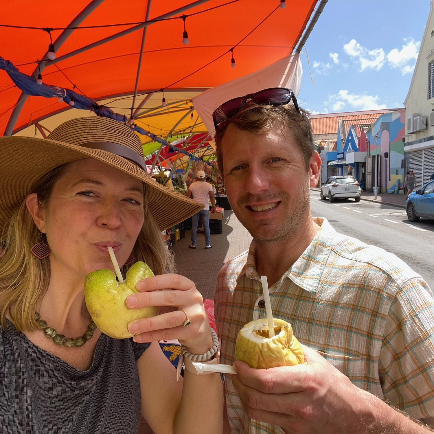 Bought a few passion fruits from a street market in Willemstad and drank 'em up with a straw (seeds and all)