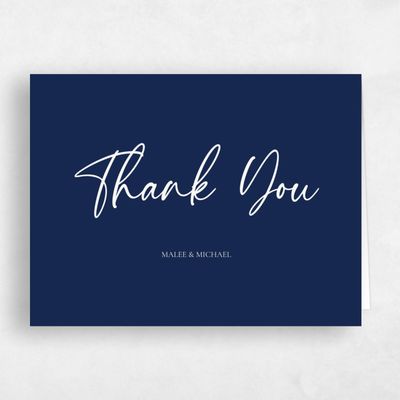 Rich Navy, Blue Wedding Thank You - Santorini Landscape