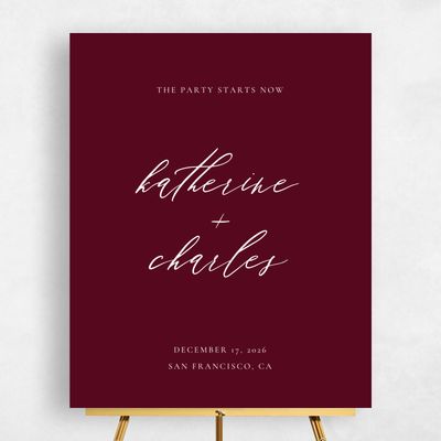 Burgundy, Red Wedding Sign - Violin Portrait