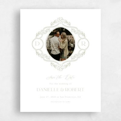Olive Sage, Green Wedding Save the Date - Estella Portrait
