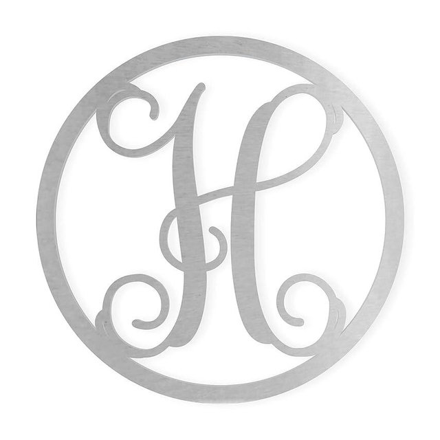Jess and Jessica Cursive Metal Letter H 36 Inches Long – Metal Monogram Wall Hanging for House Initial Decor, Round Letter Sign for Front Door Wreath Unfinished Steel Decor for Wedding or Home Display