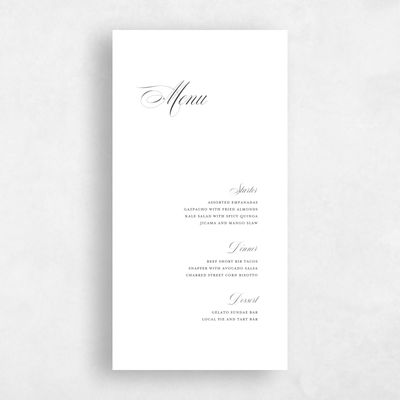 White Standard Wedding Menu - Jade