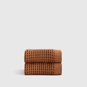 Organic Turkish Waffle Hand Towels (Set of 2) in Terracotta
