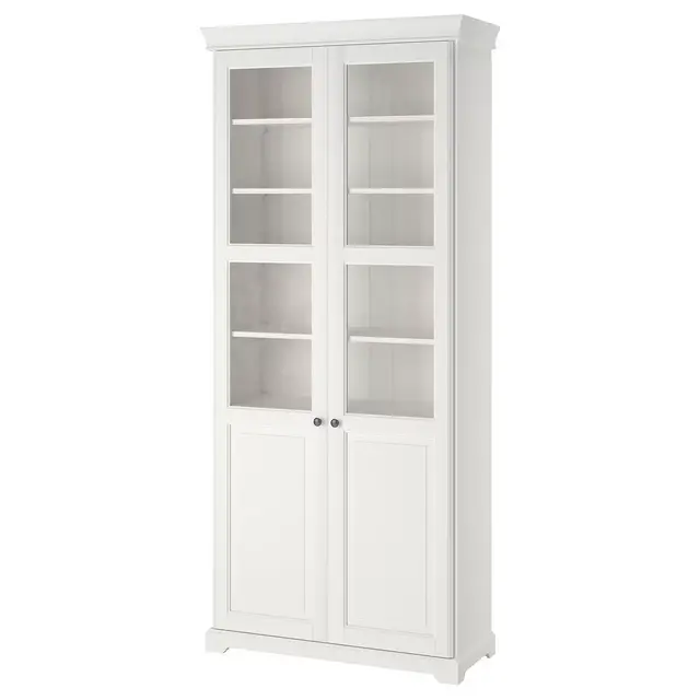 LIATORP Bookcase with glass doors, white, 37 3/4x84 1/4 "