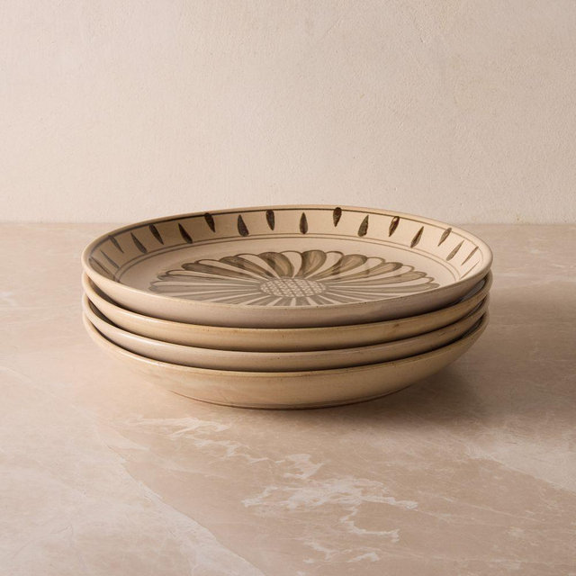 Pierce and Ward Ceramic Dinner Plates, Green/Brown, Set of 4