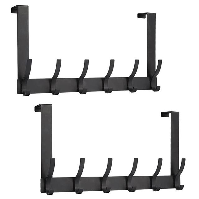 Optish Over The Door Hooks, Door Hanger Hooks, Over The Door Towel Racks for Bathroom with 12 Coat Hooks for Hanging Clothes Coats Towels, Fits 1-3/4" Thick Door