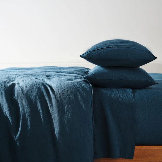 Washed European Linen Core Sheet Set - Queen, Abyss