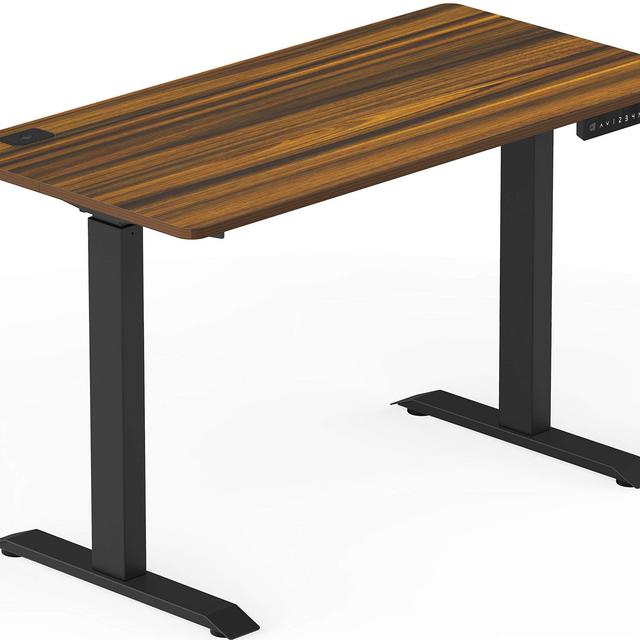 SHW Electric Height Adjustable Standing Desk, 48 x 24 Inches, Walnut