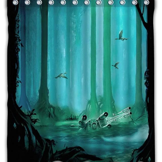 Necky Jennifer Cool Design Dagobah Green Forest Thick Heavy Waterproof Fabric Shower Curtain 12 Holes for Bathroom Decor - 66x72 Inches
