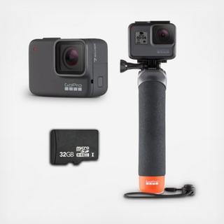 HERO7 Silver with Micro SD Card and The Handler