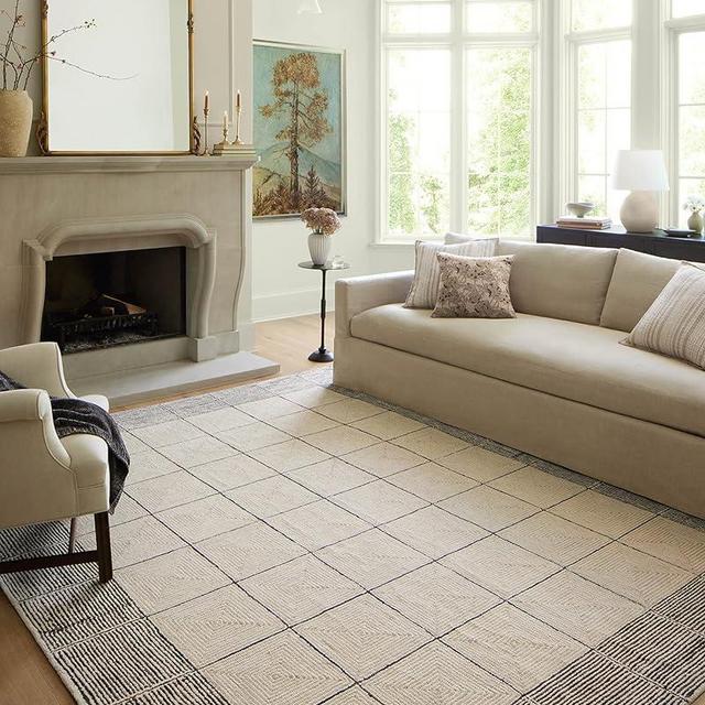 Chris Loves Julia x Loloi Francis Collection FRA-02 Cream / Black 7'-9" x 9'-9" Area Rug