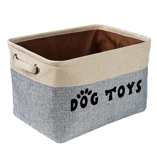 PET ARTIST Non-Customized Dog Toy Storage Basket Bin- Rectangular Storage Box Chest Organizer for Dog Toys,Dog Coats,Dog Clothing,Dog Apparel & Accessories,Gray,Non-Custom