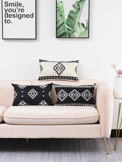 Geometric Pattern Lumbar Pillow Cover Without Filler